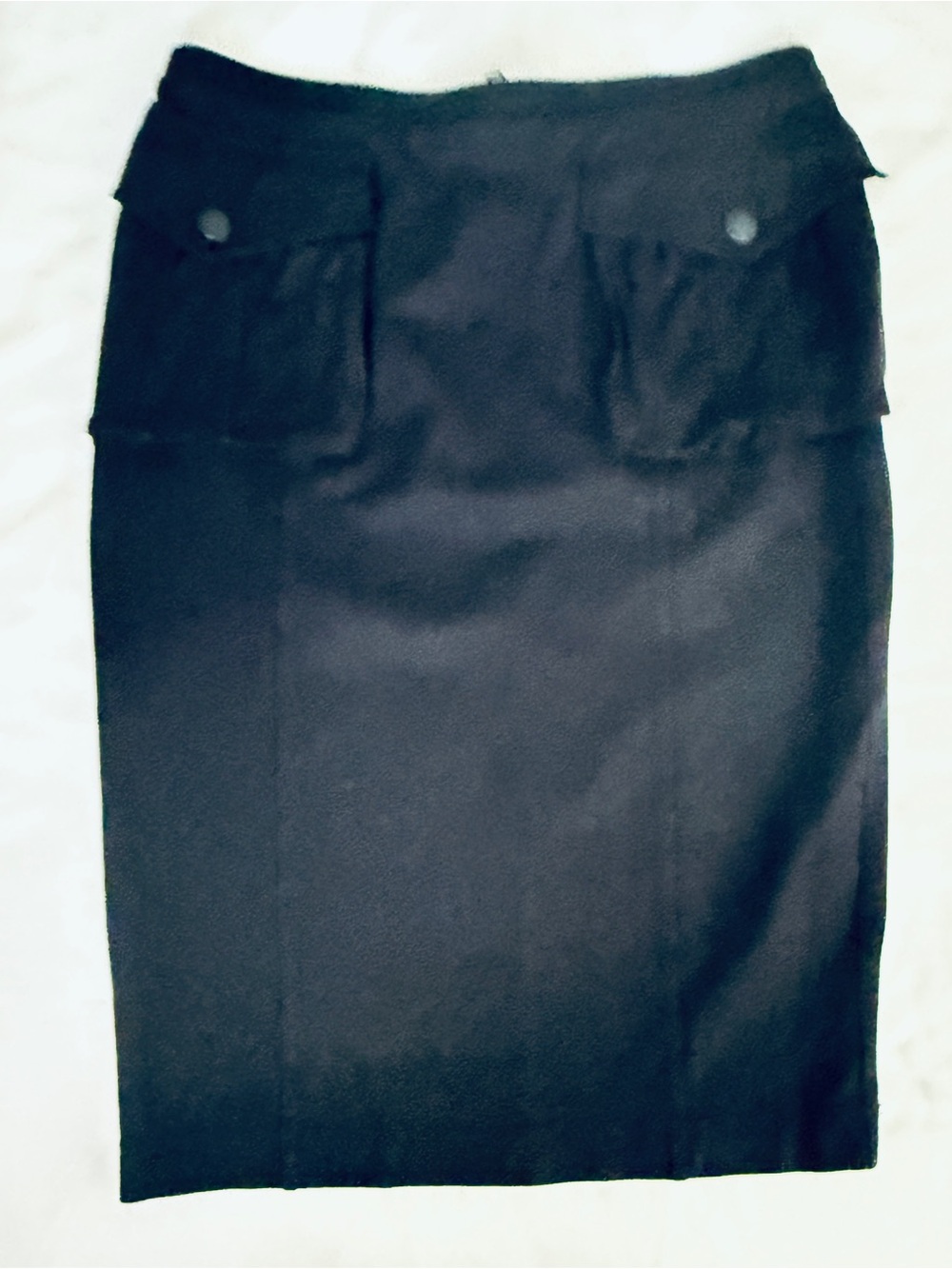 Burberry Black Pencil Skirt with Front Flap Pockets